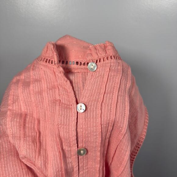 Faherty Willa Sleeveless Boho Blouse Tank Top Rosette Pink Womens L - Picture 4 of 11